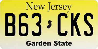 NJ license plate B63CKS