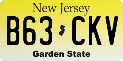 NJ license plate B63CKV