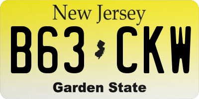 NJ license plate B63CKW