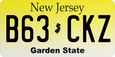 NJ license plate B63CKZ
