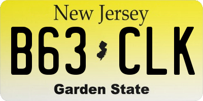 NJ license plate B63CLK