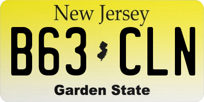 NJ license plate B63CLN
