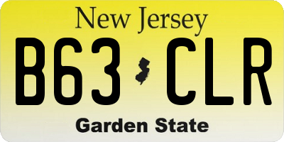 NJ license plate B63CLR