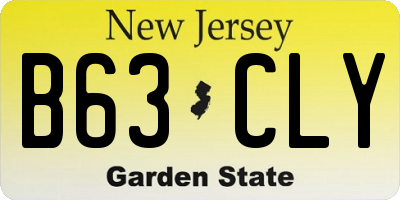 NJ license plate B63CLY