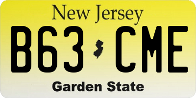 NJ license plate B63CME