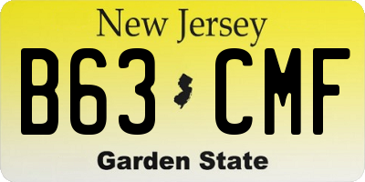 NJ license plate B63CMF