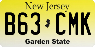 NJ license plate B63CMK