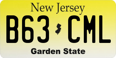 NJ license plate B63CML