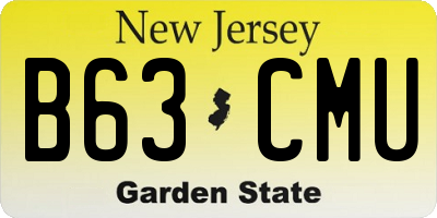 NJ license plate B63CMU