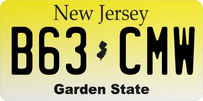 NJ license plate B63CMW