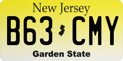 NJ license plate B63CMY
