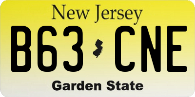 NJ license plate B63CNE