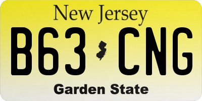 NJ license plate B63CNG