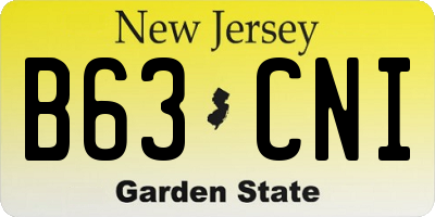NJ license plate B63CNI