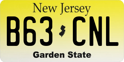 NJ license plate B63CNL
