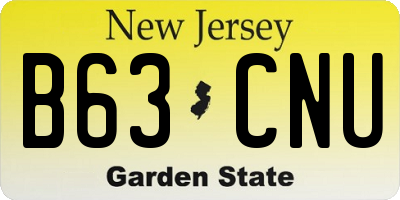 NJ license plate B63CNU