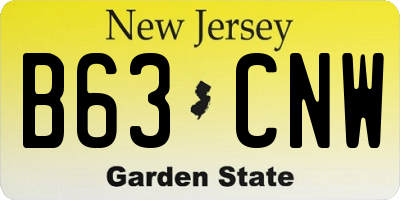 NJ license plate B63CNW