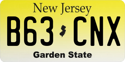 NJ license plate B63CNX