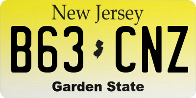 NJ license plate B63CNZ