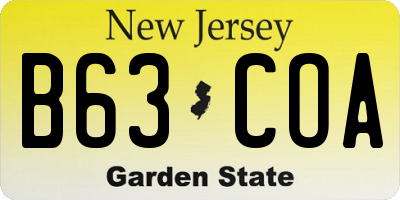 NJ license plate B63COA