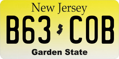 NJ license plate B63COB