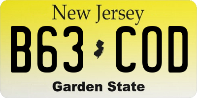 NJ license plate B63COD