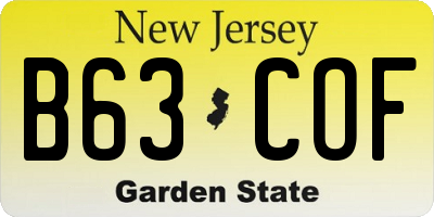 NJ license plate B63COF