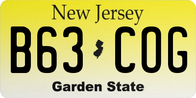 NJ license plate B63COG
