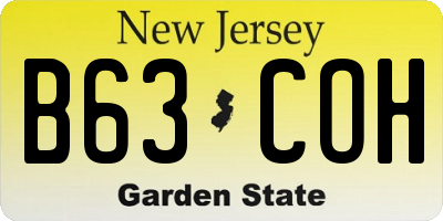 NJ license plate B63COH