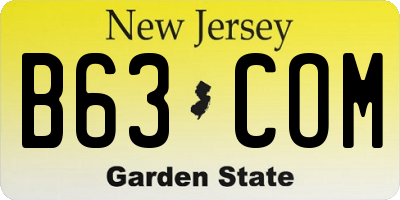 NJ license plate B63COM