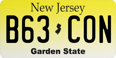 NJ license plate B63CON