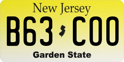 NJ license plate B63COO