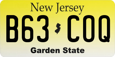 NJ license plate B63COQ