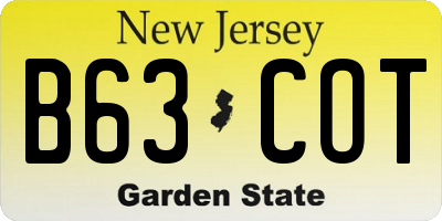 NJ license plate B63COT