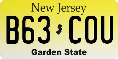 NJ license plate B63COU