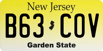 NJ license plate B63COV