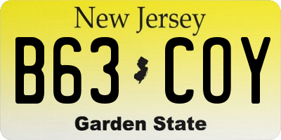 NJ license plate B63COY