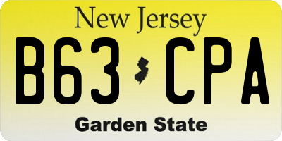 NJ license plate B63CPA