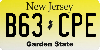 NJ license plate B63CPE