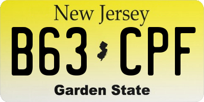 NJ license plate B63CPF