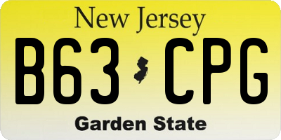 NJ license plate B63CPG