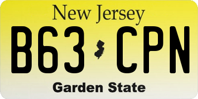 NJ license plate B63CPN