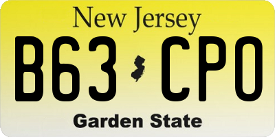 NJ license plate B63CPO