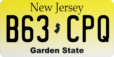 NJ license plate B63CPQ