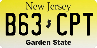 NJ license plate B63CPT