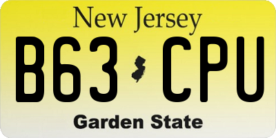 NJ license plate B63CPU