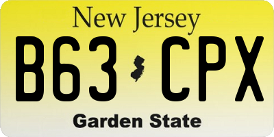 NJ license plate B63CPX