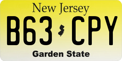 NJ license plate B63CPY