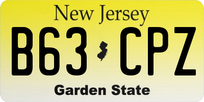 NJ license plate B63CPZ