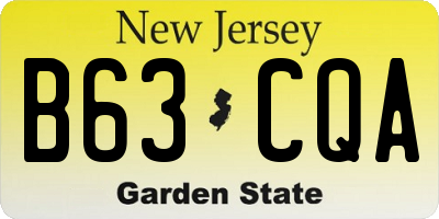 NJ license plate B63CQA
